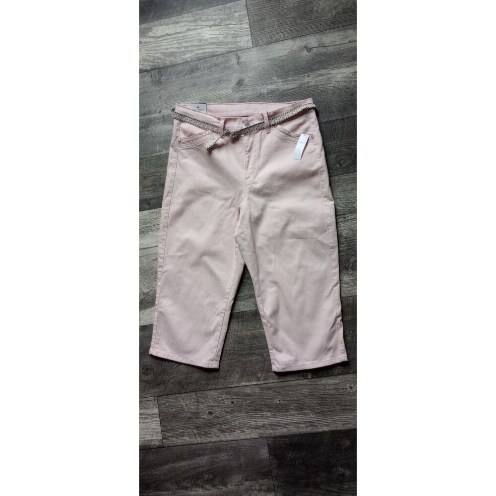 Gloria Vanderbelt Women's 14P All Around Slimming Pink Capris With Belt NWT